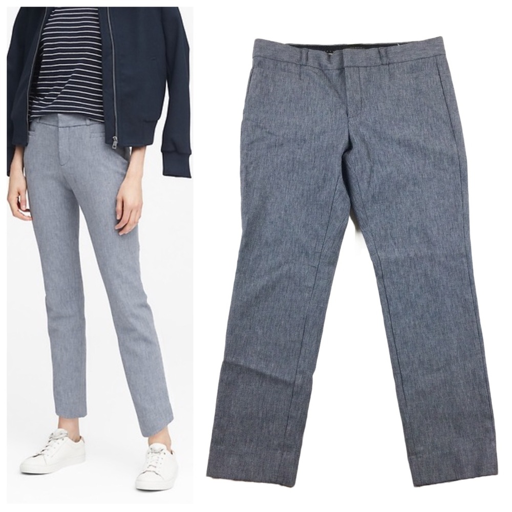 BANANA REPUBLIC Sloan Skinny-Fit Textured Pant Blue-Grey Sz 6